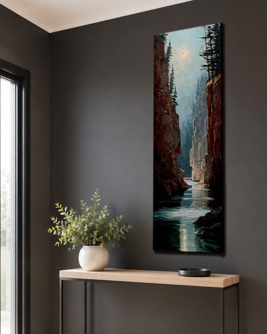 Canyon River under the Moon canvas wall art, unframed canvas