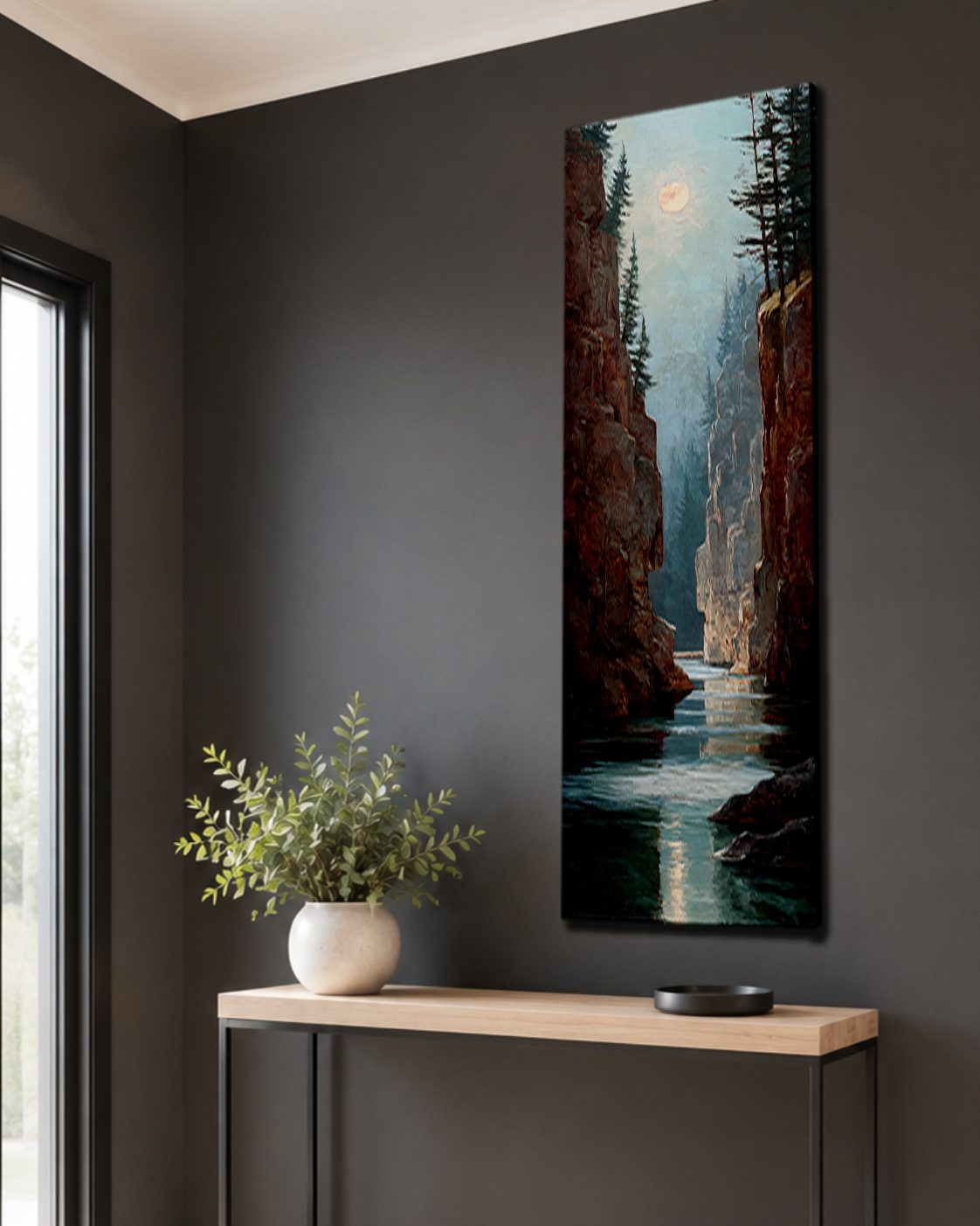 Canyon River under the Moon canvas wall art, unframed canvas