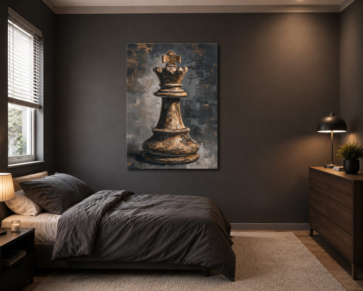 Chess King Piece Dark canvas wall art, unframed canvas