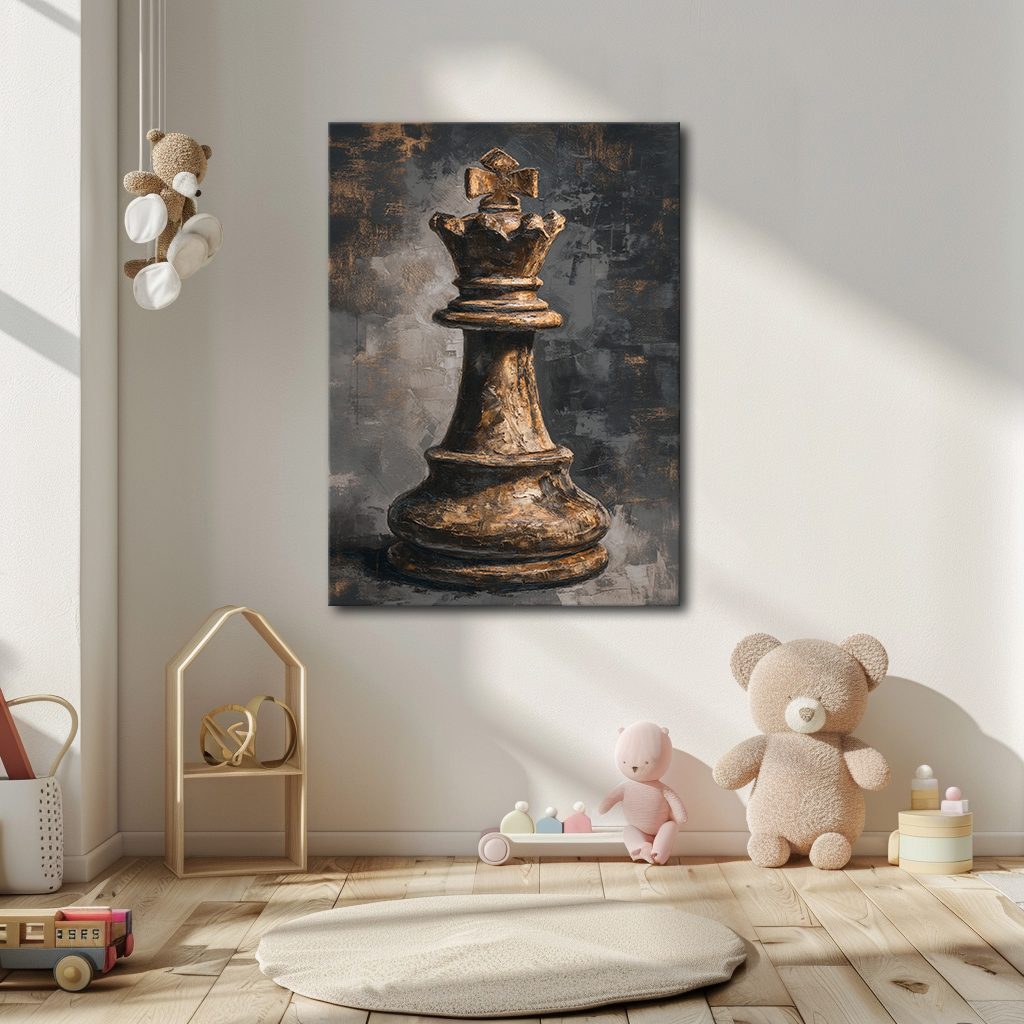 Chess King Piece Dark canvas wall art, unframed canvas
