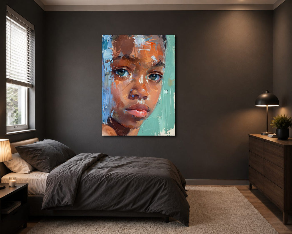 Child Portrait Expressive Brushstrokes canvas wall art, unframed canvas