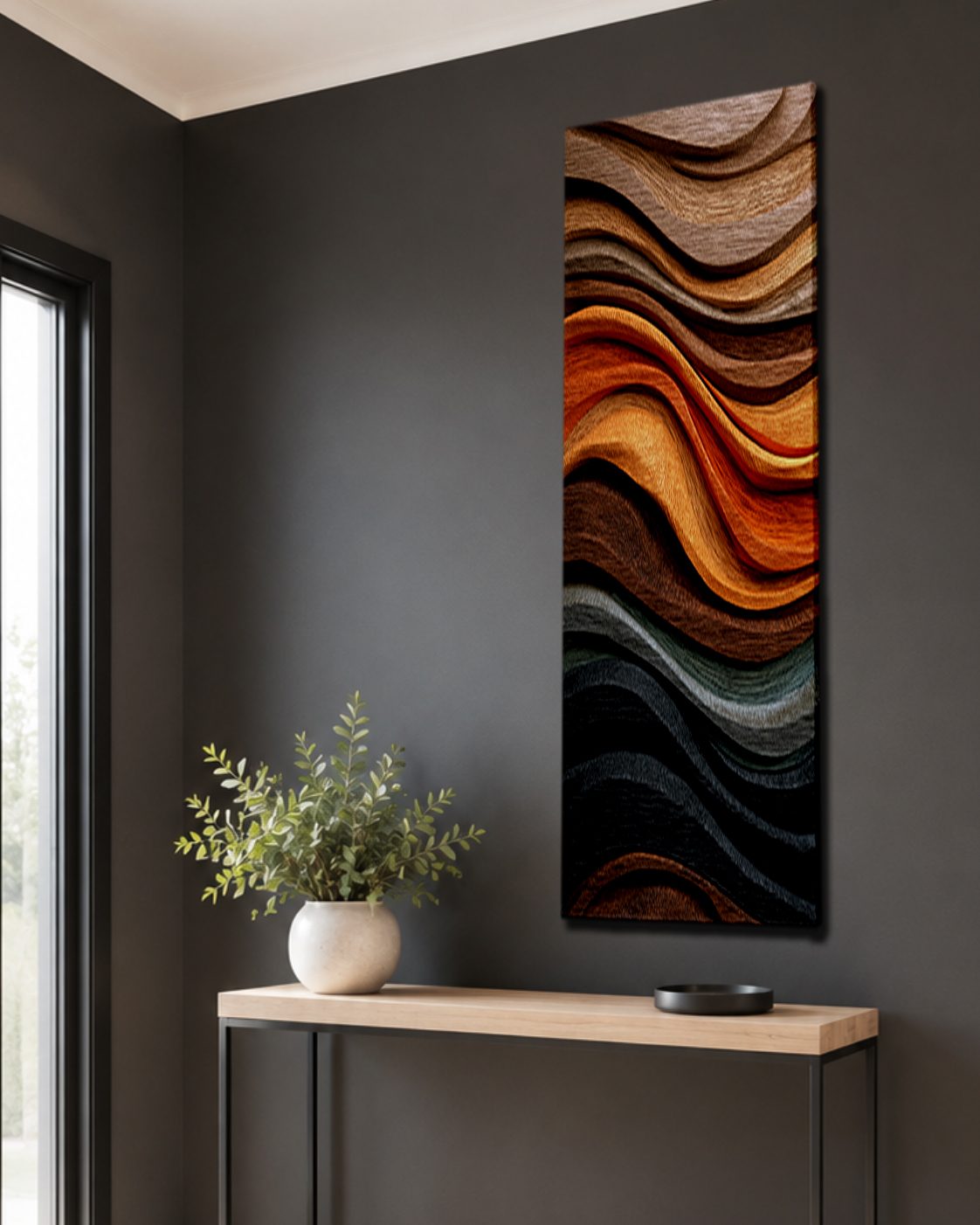 Copper Wave Wood Texture Abstract canvas wall art, unframed canvas