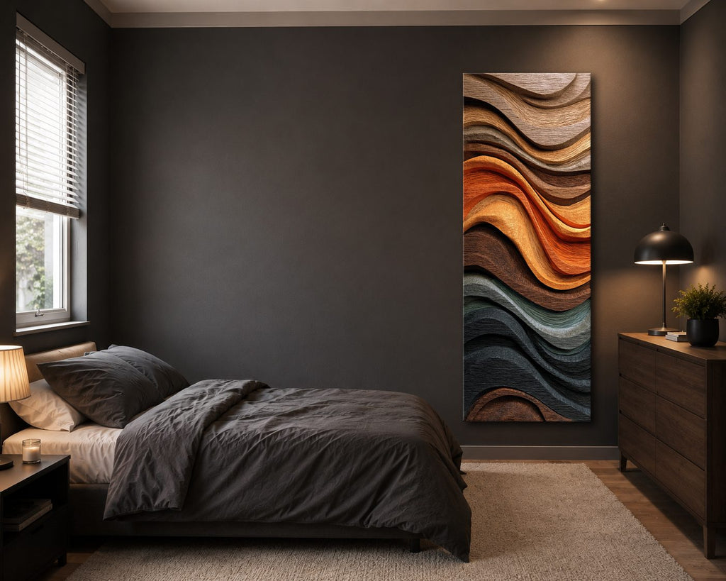 Copper Wave Wood Texture Abstract canvas wall art, unframed canvas