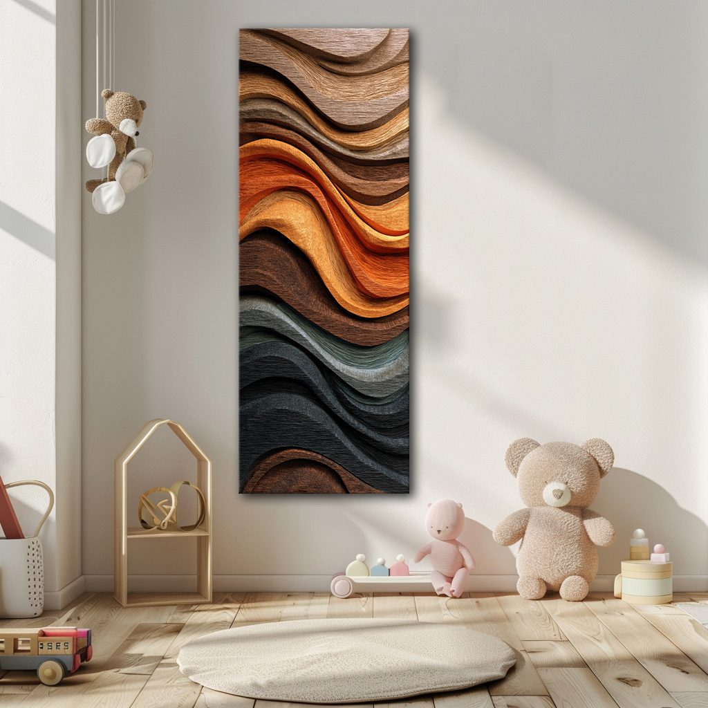 Copper Wave Wood Texture Abstract canvas wall art, unframed canvas