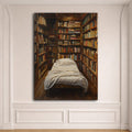 Cozy Library Bedroom canvas wall art, unframed canvas