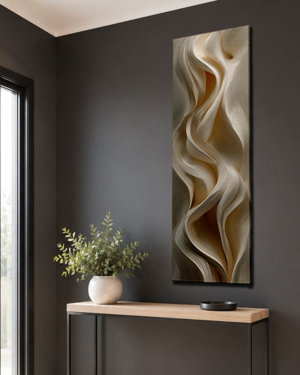 Cream Silk Drapery Abstract canvas wall art, unframed canvas