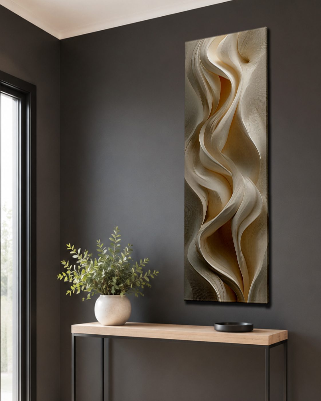 Cream Silk Drapery Abstract canvas wall art, unframed canvas