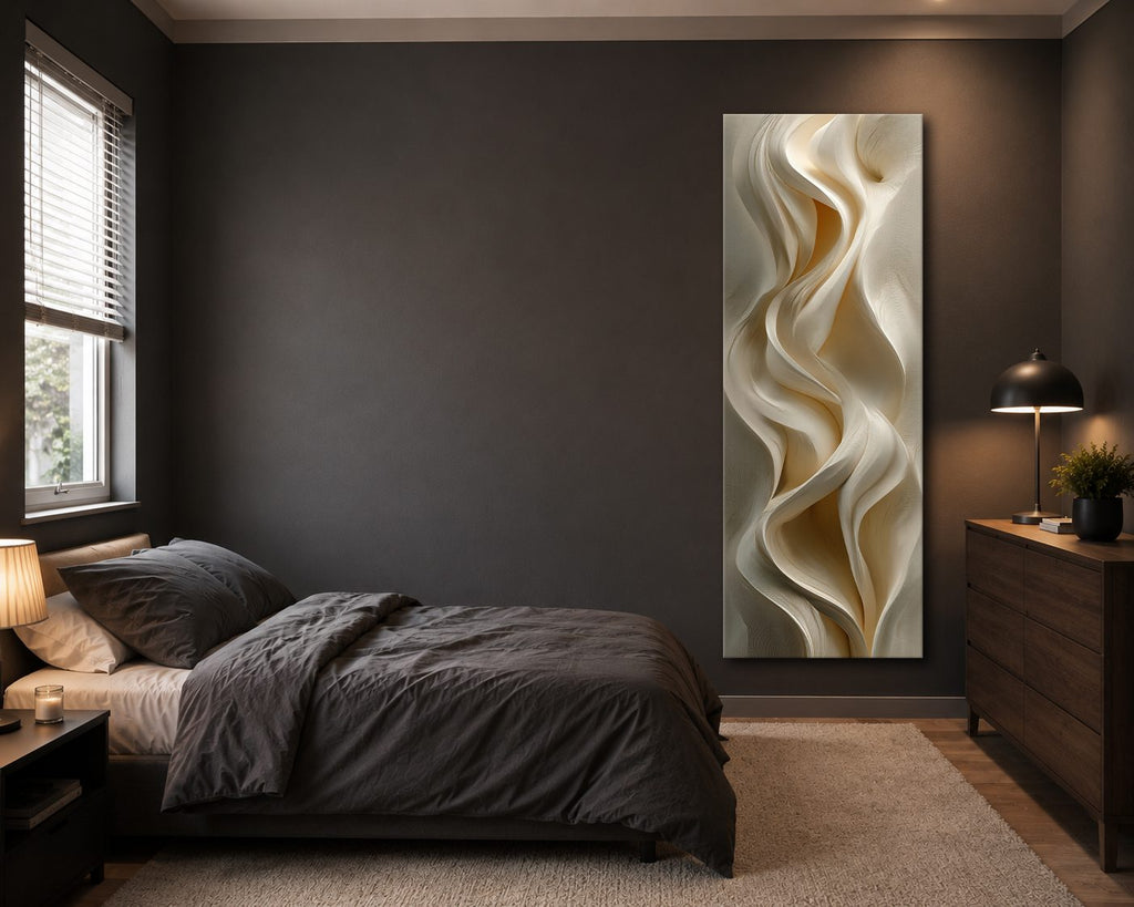 Cream Silk Drapery Abstract canvas wall art, unframed canvas