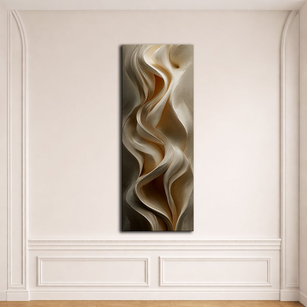 Cream Silk Drapery Abstract canvas wall art, unframed canvas