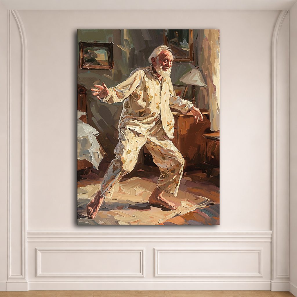 Dancing Grandpa Joy Painting canvas wall art, unframed canvas