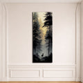 Deer in the Misty Pine Forest canvas wall art, unframed canvas