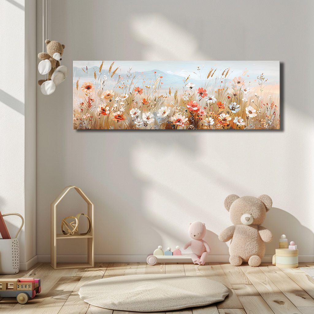 Delicate Wildflower Field canvas wall art, unframed canvas