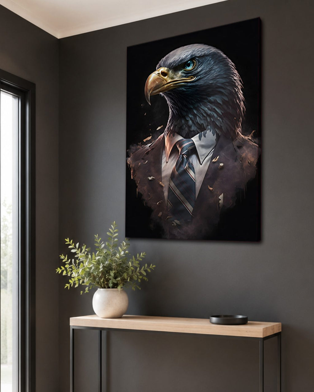 Eagle Businessman Portrait canvas wall art, unframed canvas