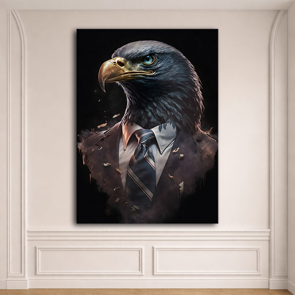 Eagle Businessman Portrait canvas wall art, unframed canvas