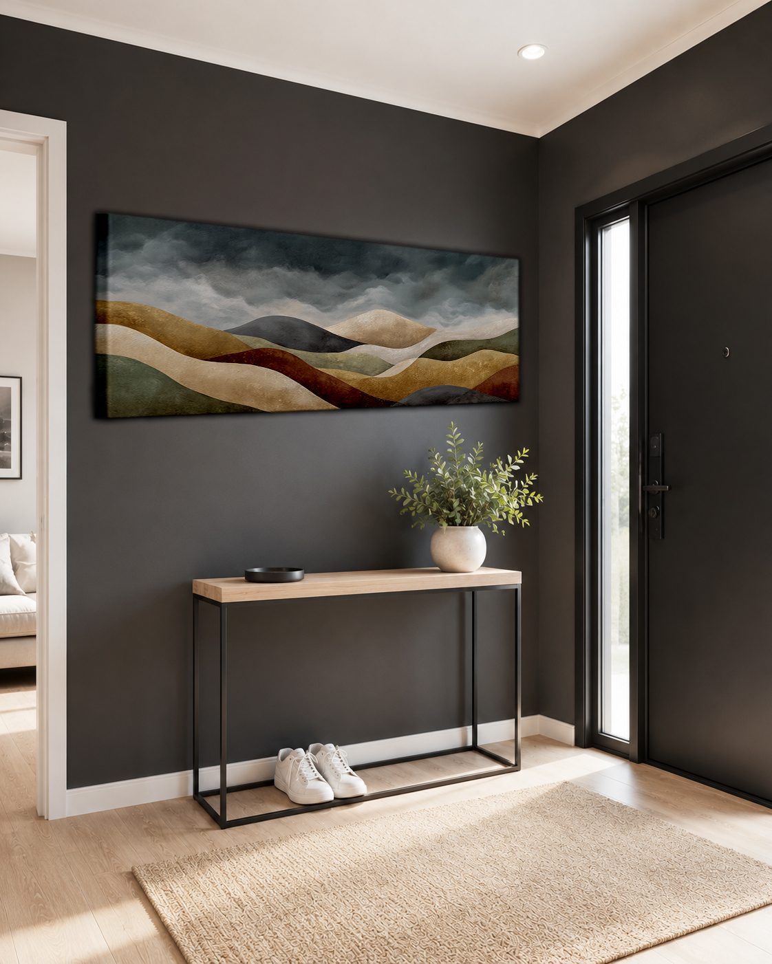 Earth Tone Rolling Hills Abstract canvas wall art, unframed canvas