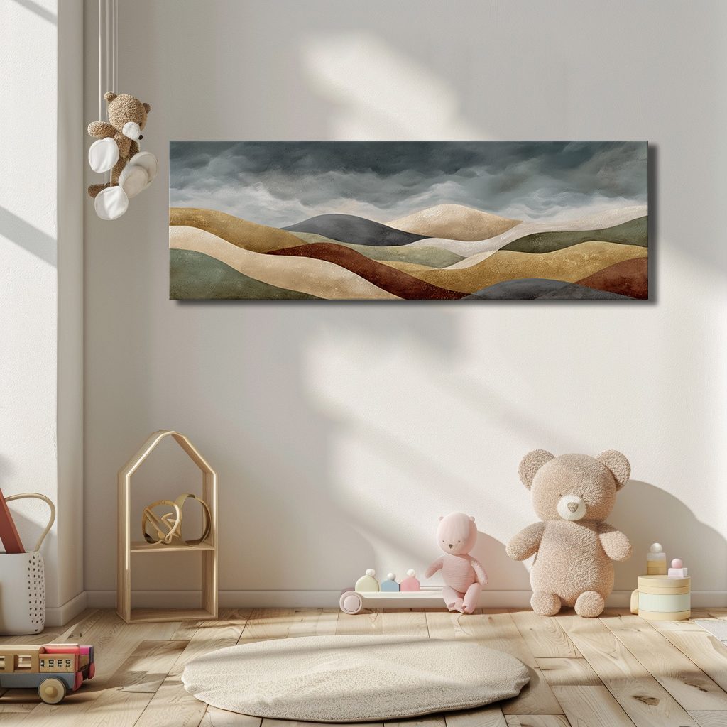 Earth Tone Rolling Hills Abstract canvas wall art, unframed canvas