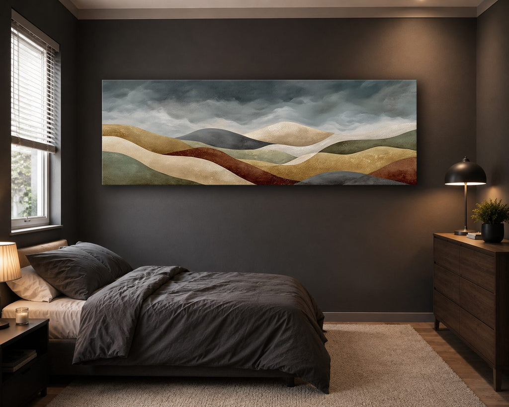 Earth Tone Rolling Hills Abstract canvas wall art, unframed canvas