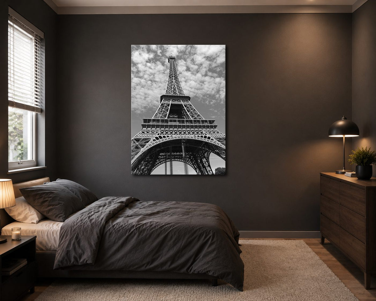 Eiffel Tower Black and White canvas wall art, unframed canvas