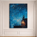 Fisherman on Rooftop under Stars canvas wall art, unframed canvas