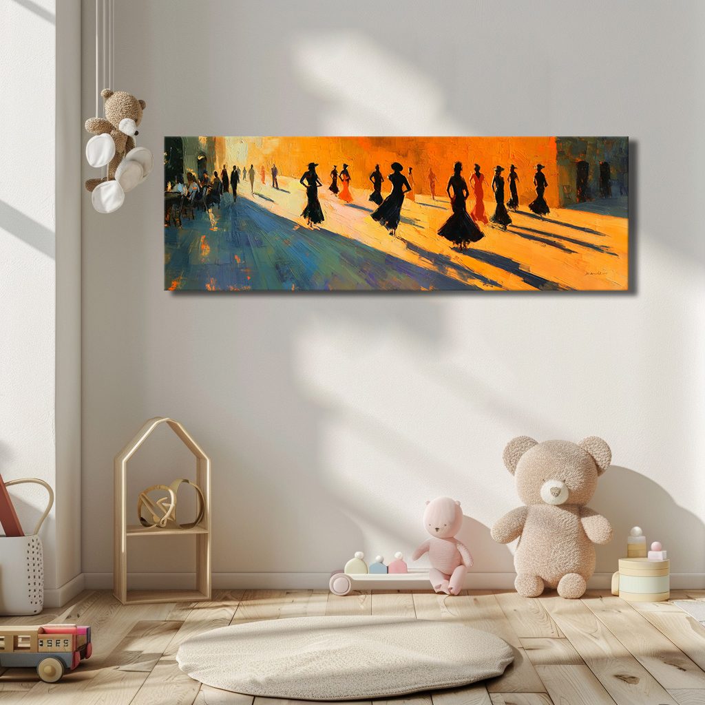 Flamenco Dancers Silhouettes canvas wall art, unframed canvas