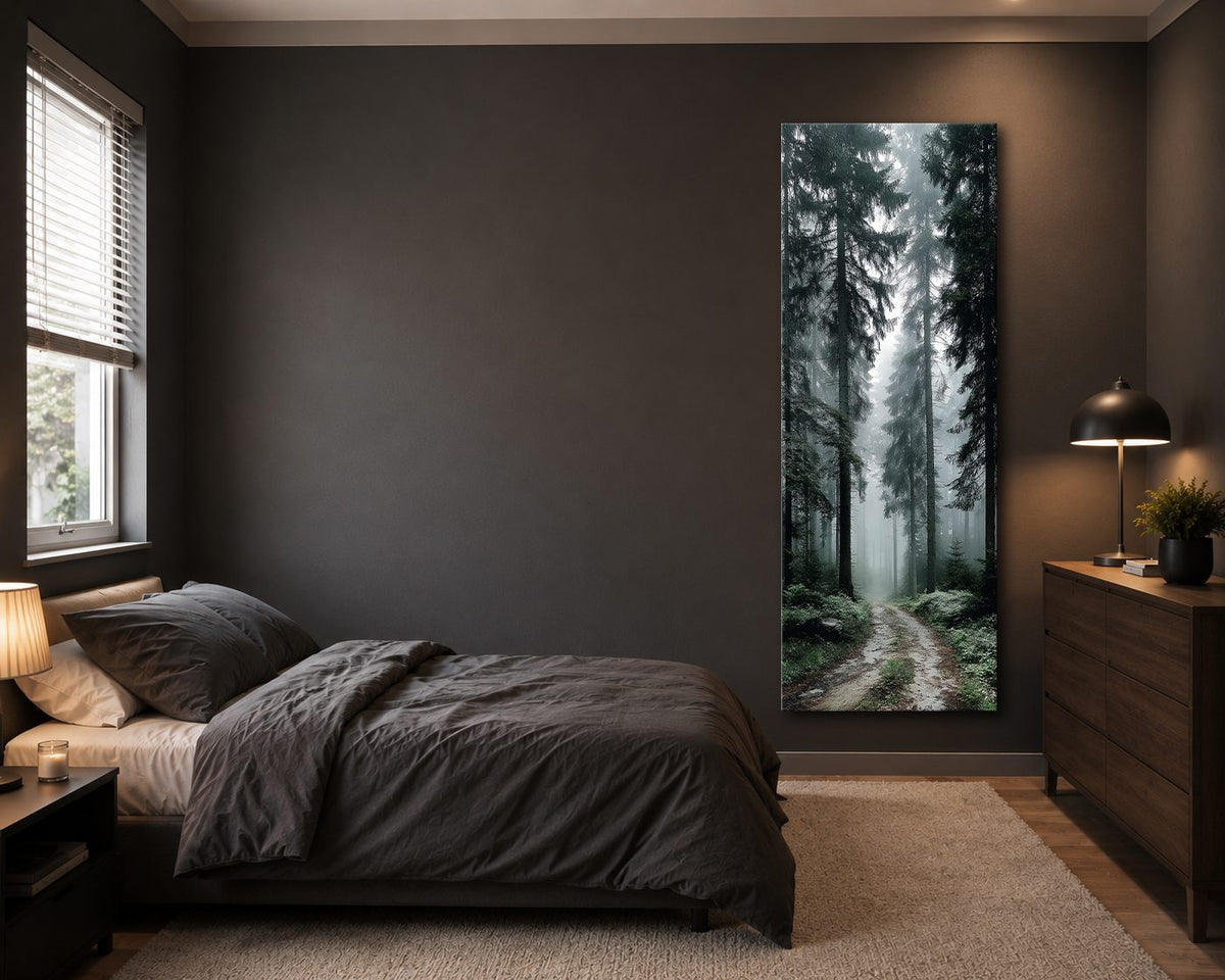 Foggy Forest Path canvas wall art, unframed canvas