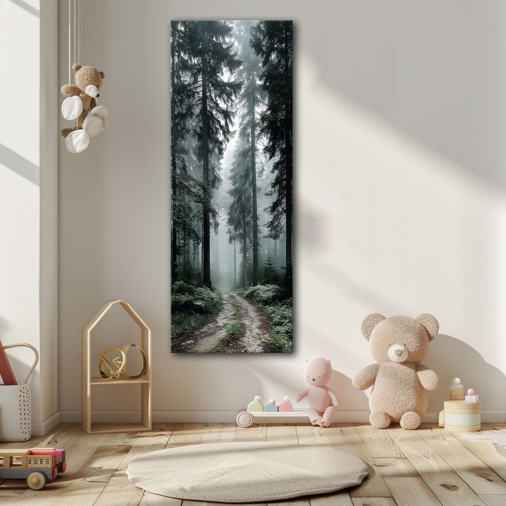 Foggy Forest Path canvas wall art, unframed canvas
