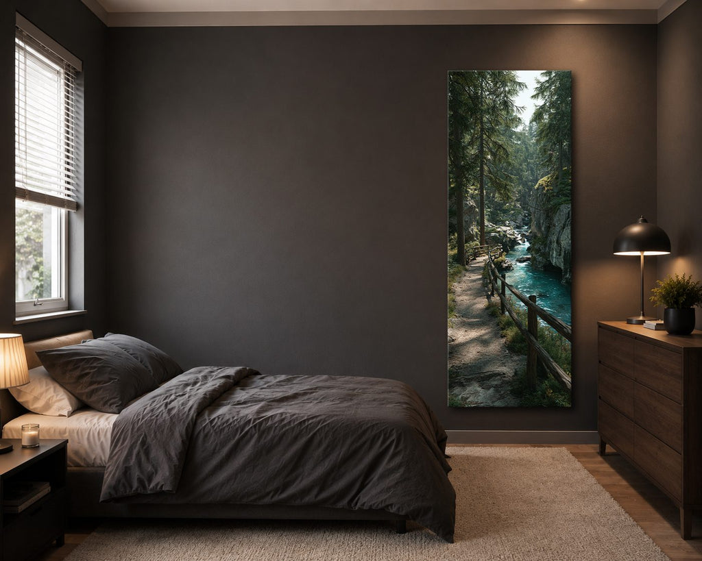 Forest Riverside Boardwalk canvas wall art, unframed canvas