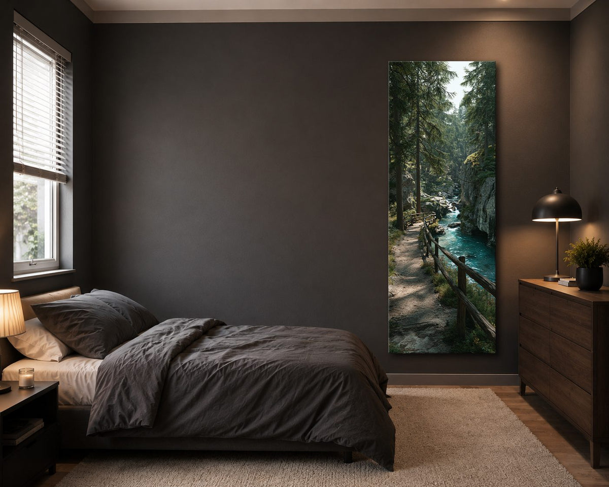 Forest Riverside Boardwalk canvas wall art, unframed canvas