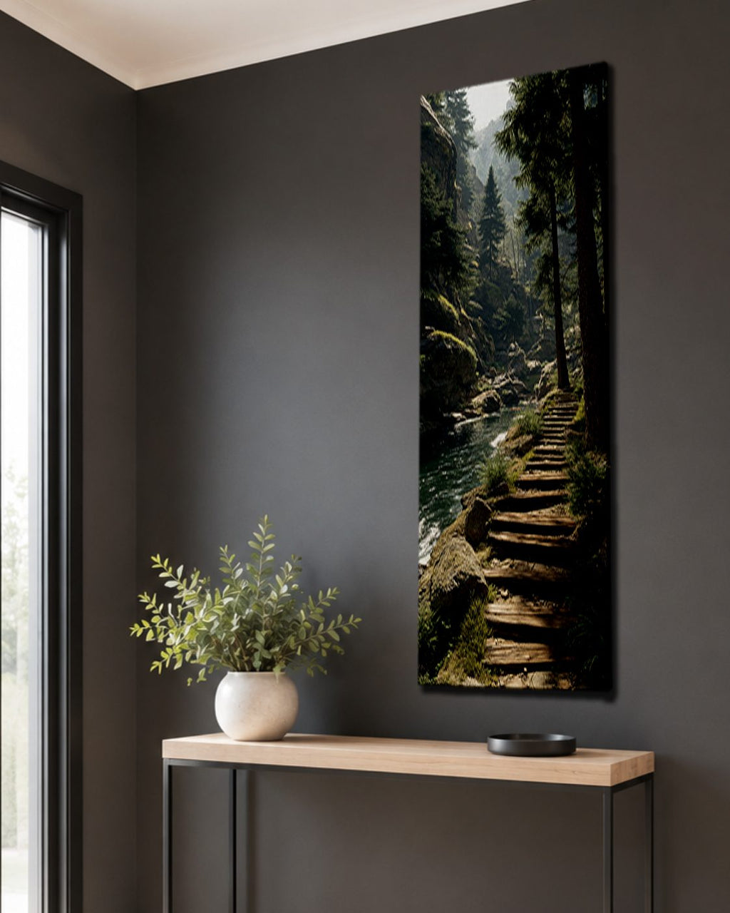 Forest Stone Stairway canvas wall art, unframed canvas