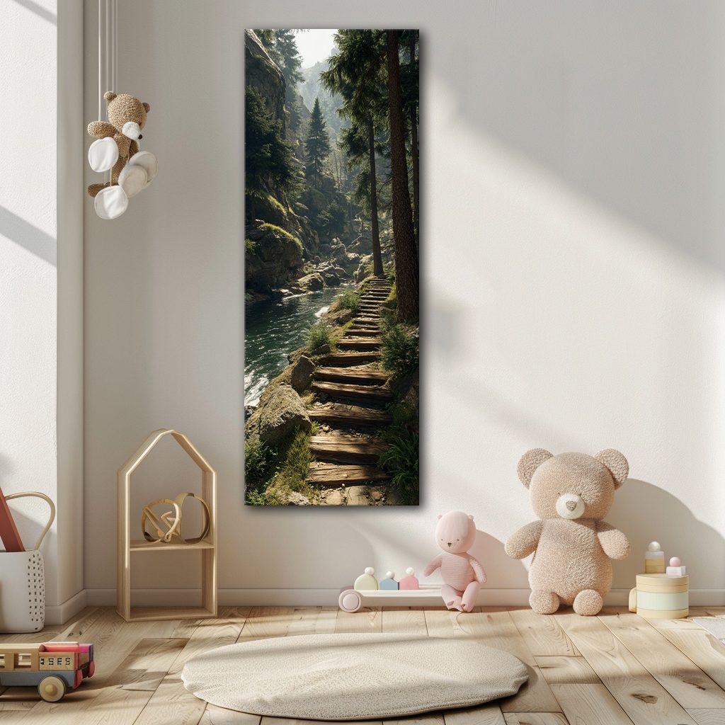 Forest Stone Stairway canvas wall art, unframed canvas