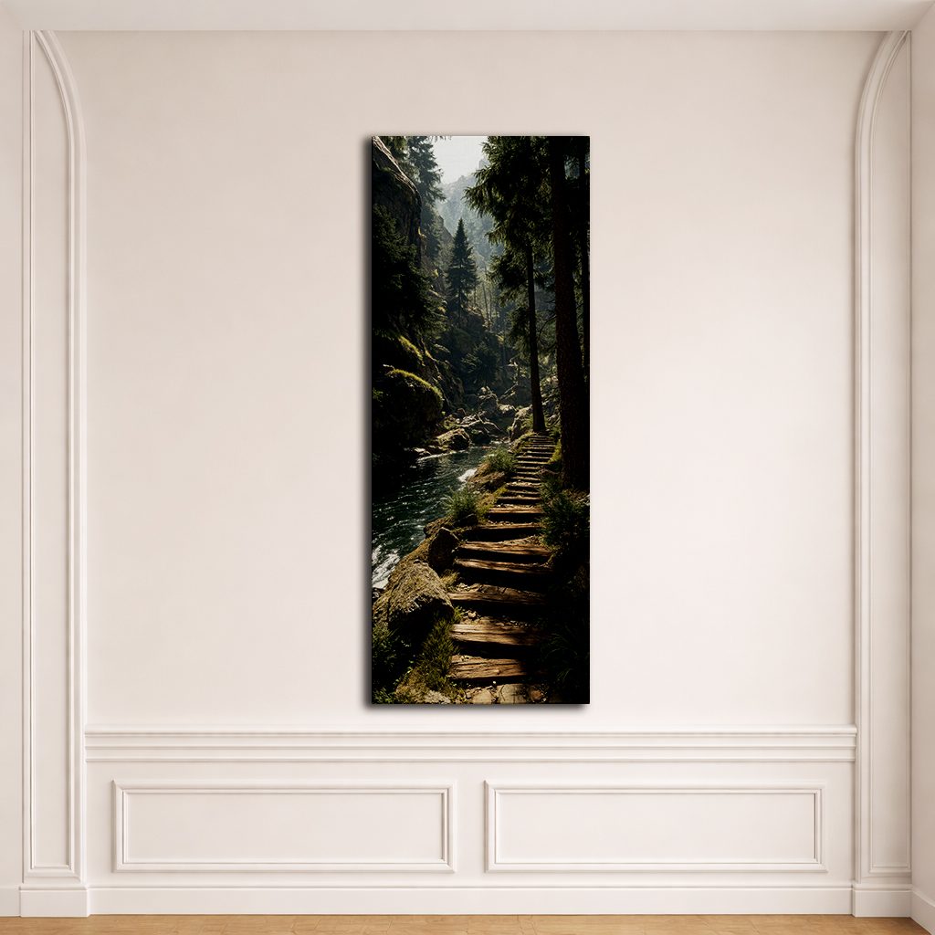 Forest Stone Stairway canvas wall art, unframed canvas