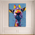 Funny Colorful Giraffe Pop Art canvas wall art, unframed canvas