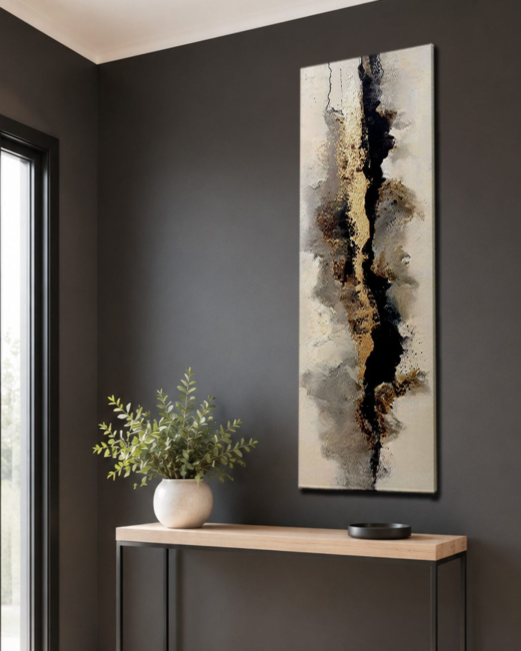 Gold and Black Neutral Abstract canvas wall art, unframed canvas