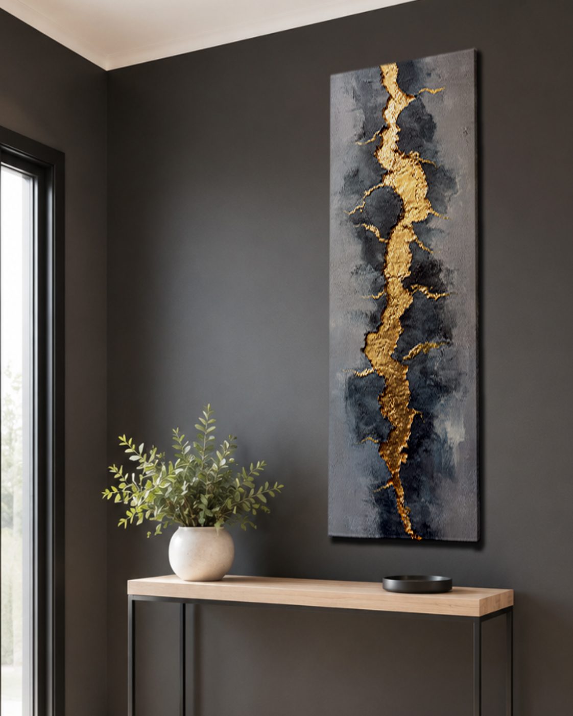 Gold Vein Kintsugi Abstract canvas wall art, unframed canvas
