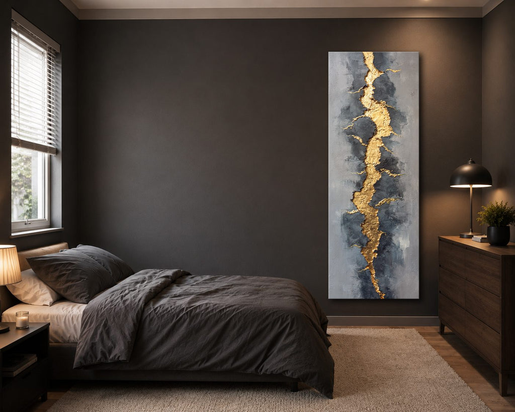 Gold Vein Kintsugi Abstract canvas wall art, unframed canvas