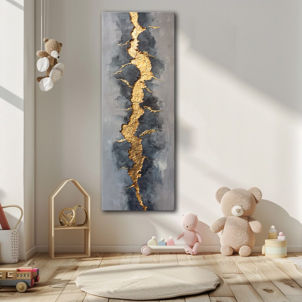 Gold Vein Kintsugi Abstract canvas wall art, unframed canvas