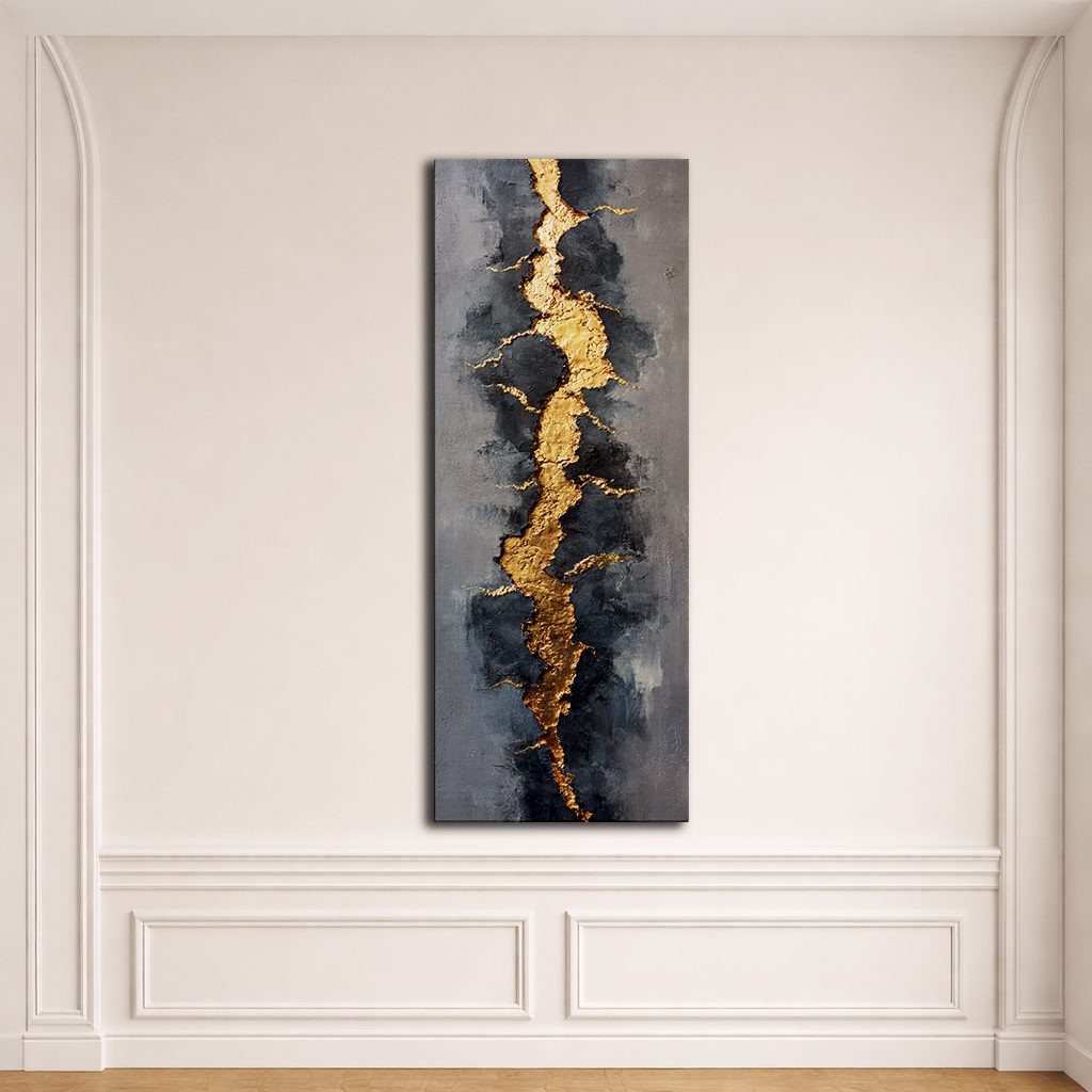Gold Vein Kintsugi Abstract canvas wall art, unframed canvas