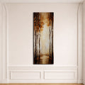Golden Birch Forest Lake Reflection canvas wall art, unframed canvas