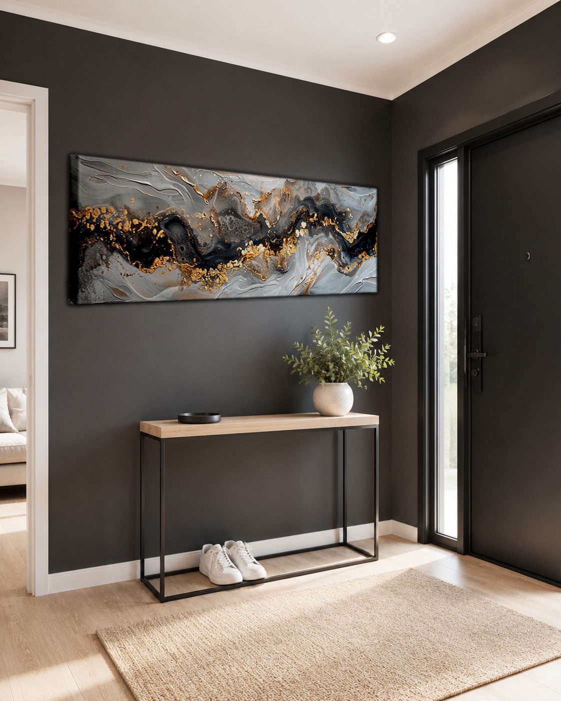 Gray and Gold Marble Abstract canvas wall art, unframed canvas