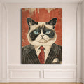 Grumpy Cat in Pinstripe Suit canvas wall art, unframed canvas