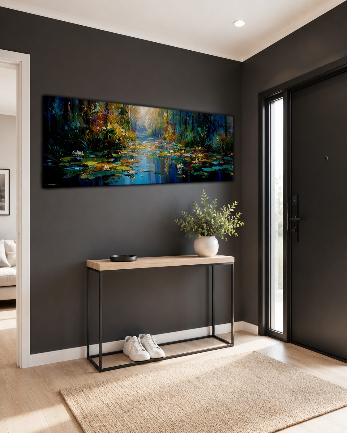 Impressionist Water Lily Pond canvas wall art, unframed canvas