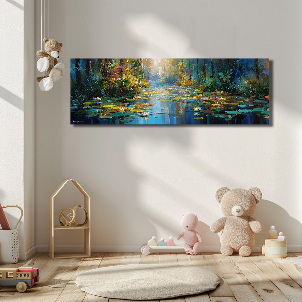 Impressionist Water Lily Pond canvas wall art, unframed canvas