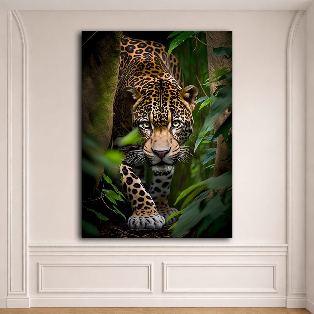 Jaguar in the Jungle canvas wall art, unframed canvas