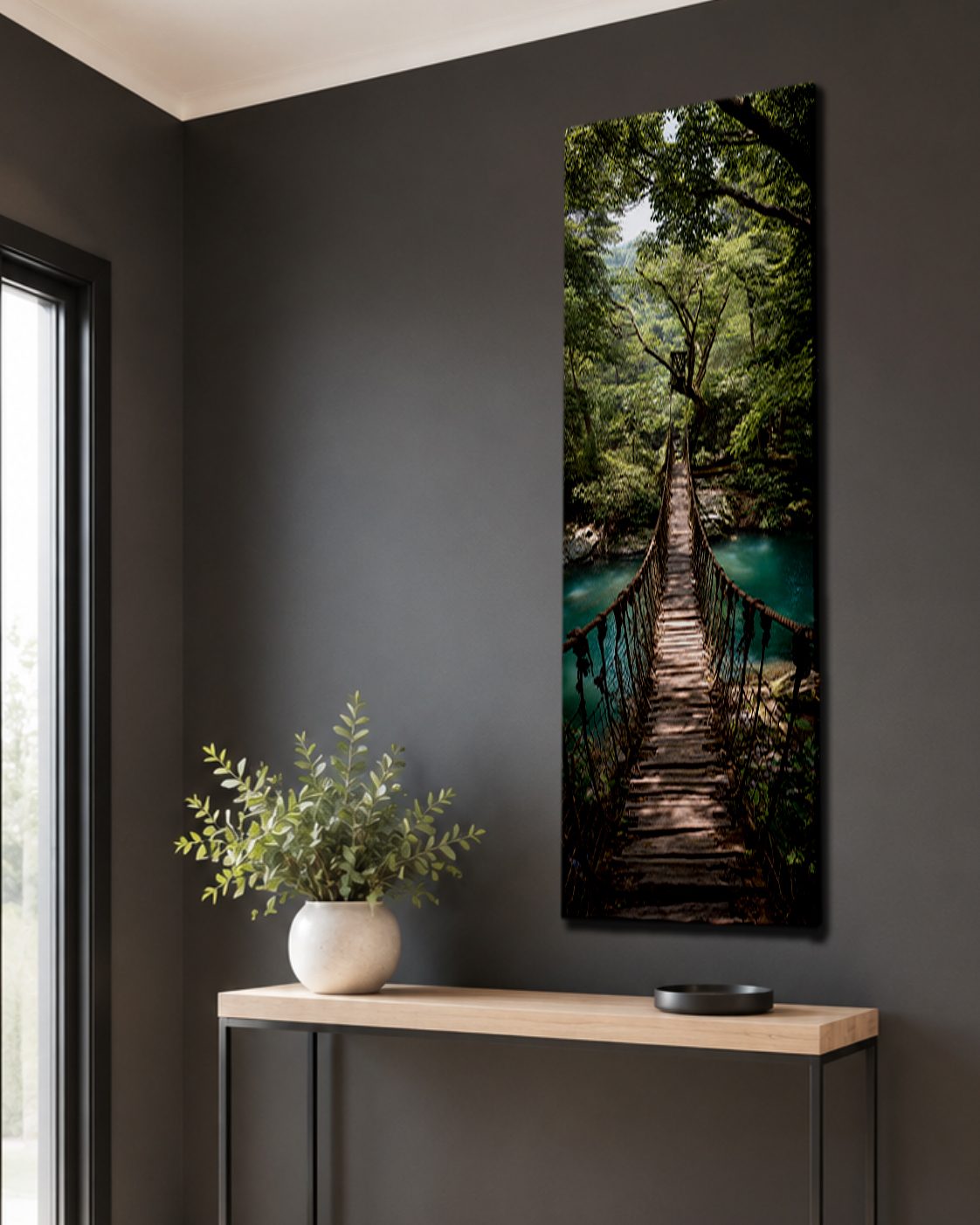 Jungle Rope Bridge canvas wall art, unframed canvas