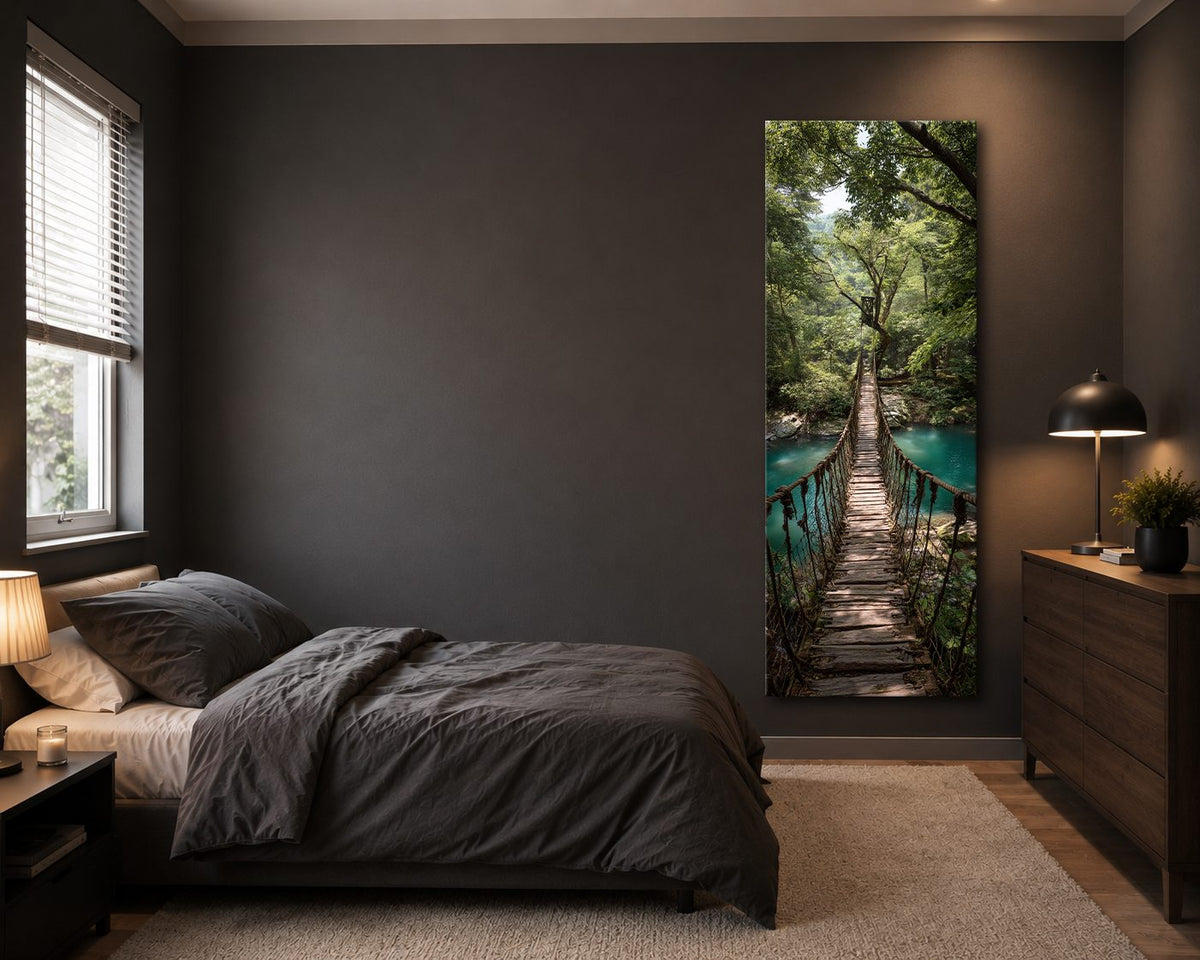 Jungle Rope Bridge canvas wall art, unframed canvas