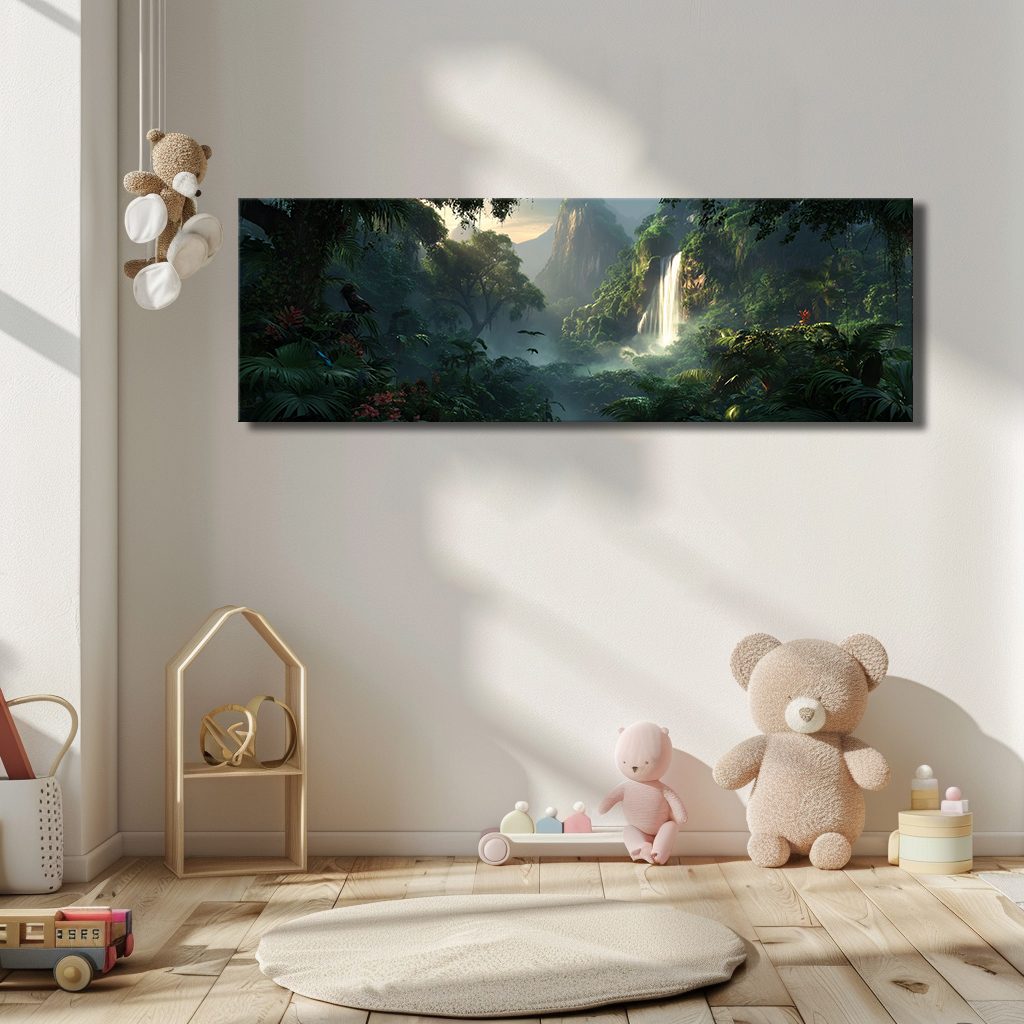 Jungle Waterfall Valley canvas wall art, unframed canvas