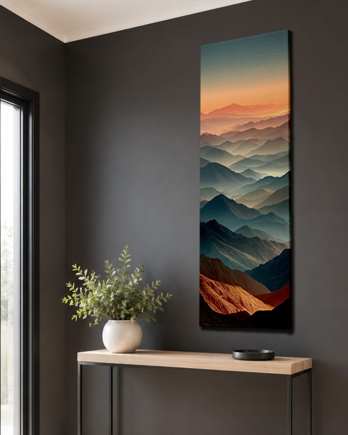 Layered Mountains at Dusk canvas wall art, unframed canvas