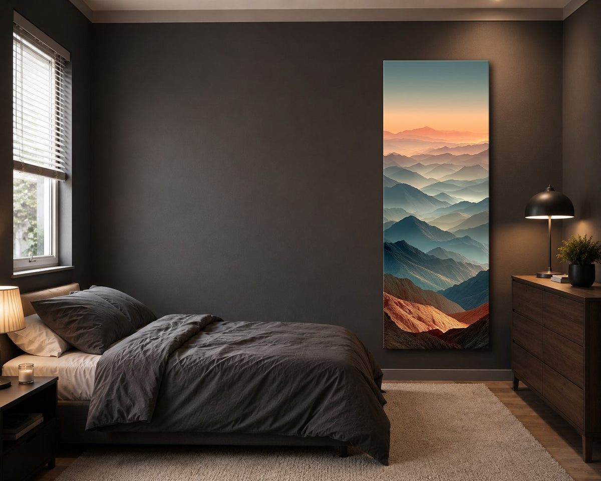 Layered Mountains at Dusk canvas wall art, unframed canvas