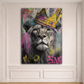 Lion King with Gold Crown Graffiti canvas wall art, unframed canvas