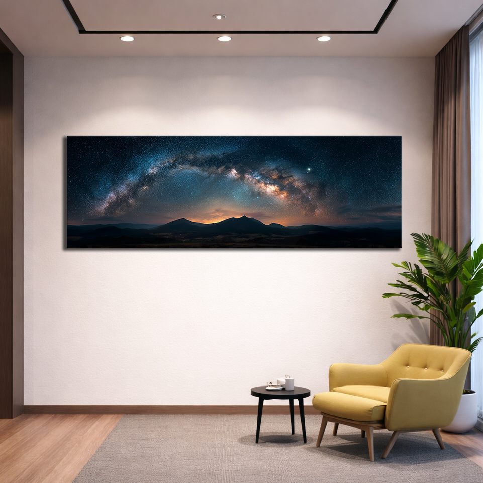 Milky Way Arch over Mountains canvas wall art, unframed canvas